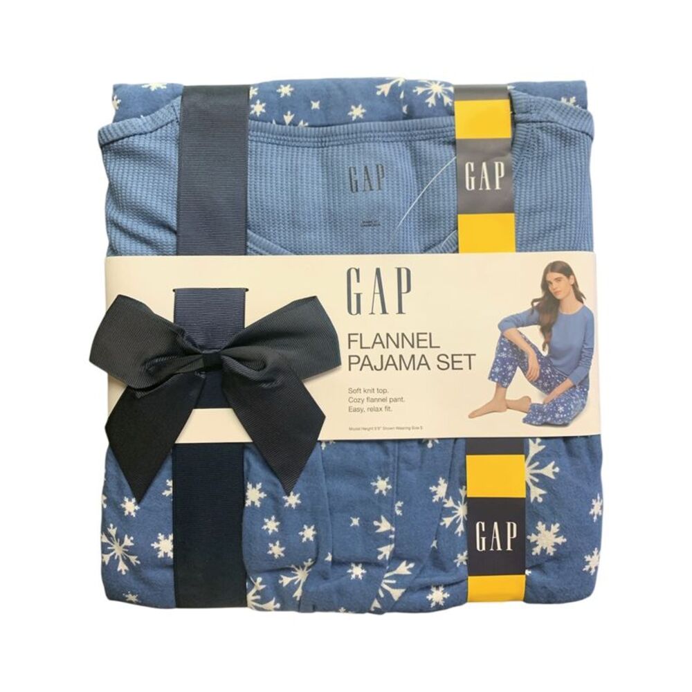 Gap Women's Relaxed Fit Soft Brushed Flannel Pajama Set, 2-Piece - Blue